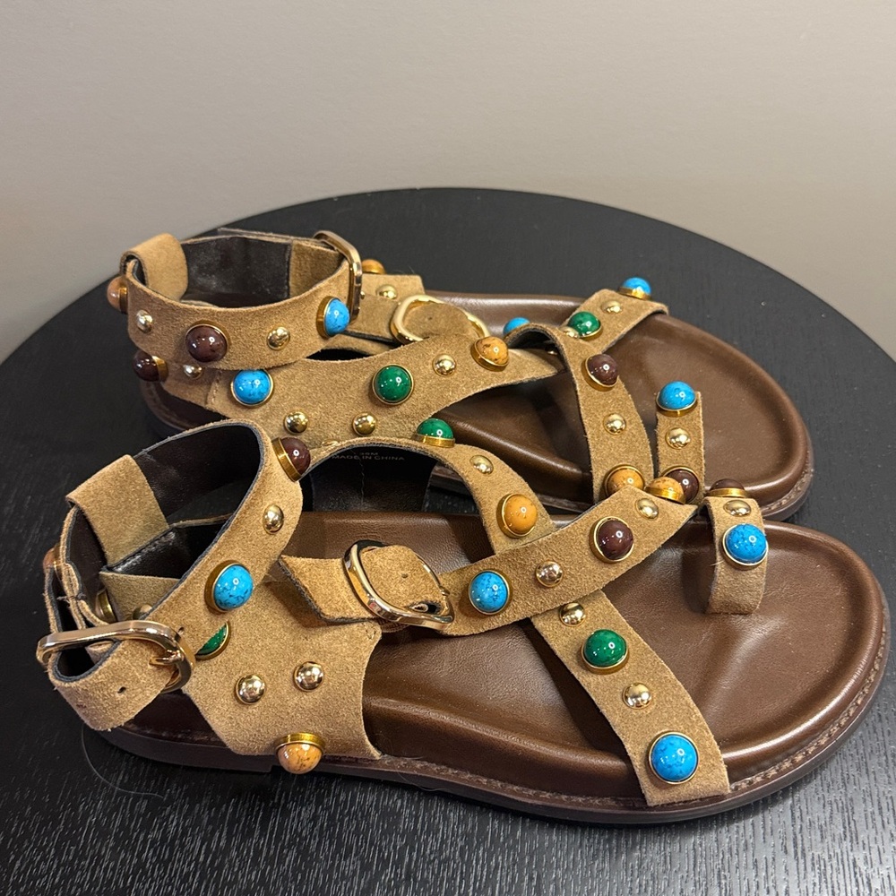 B2 “Tulum” Studded Suede Sandals – Taupe – Size 36 - Picture 6 of 9